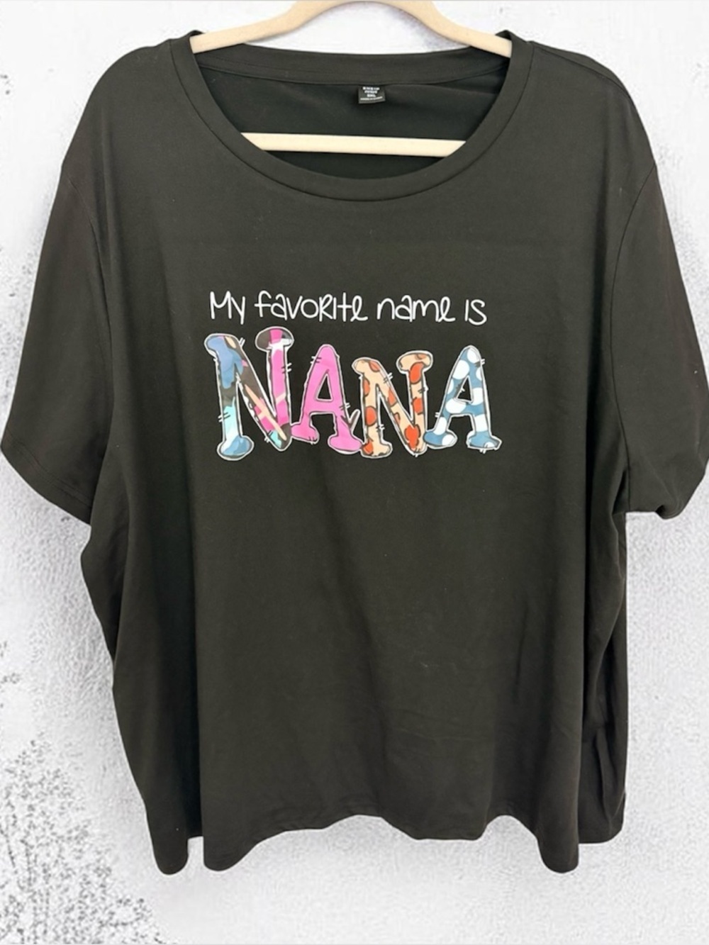SHEIN Black Tee with Colorful NANA Letters super soft- size 5XL